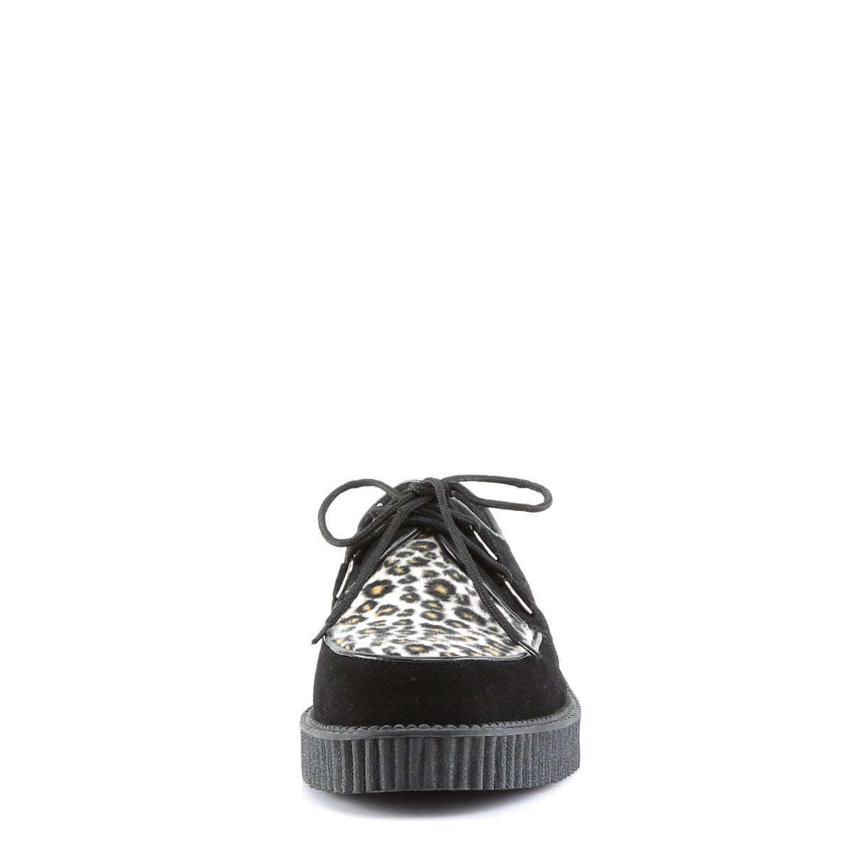 Black Demonia Creeper-600 Suede-Cheetah Fur Women's Creepers Shoes | 58VGCM