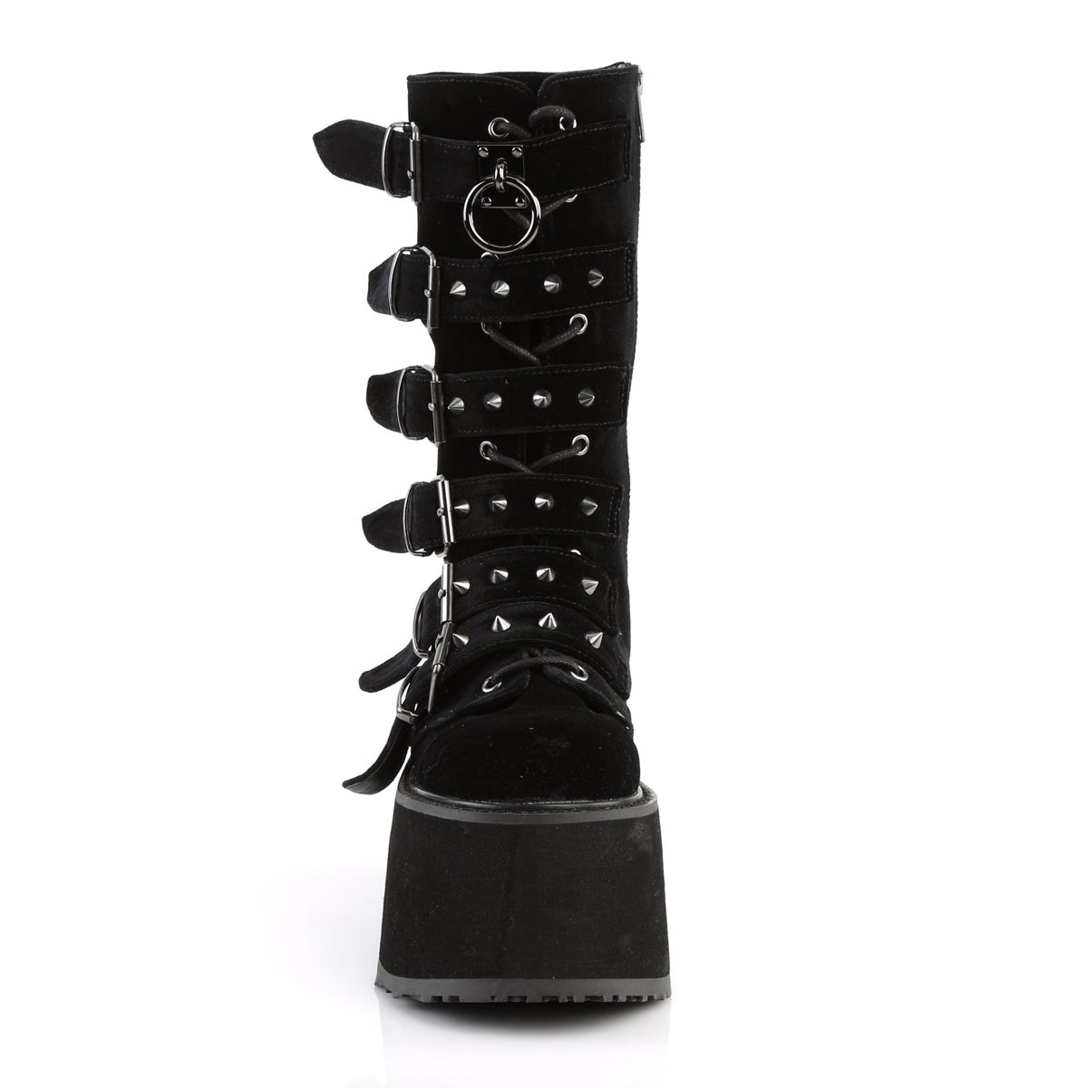 Black Demonia Damned-225 Velvet Women's Knee-high Boots | 27GDRN