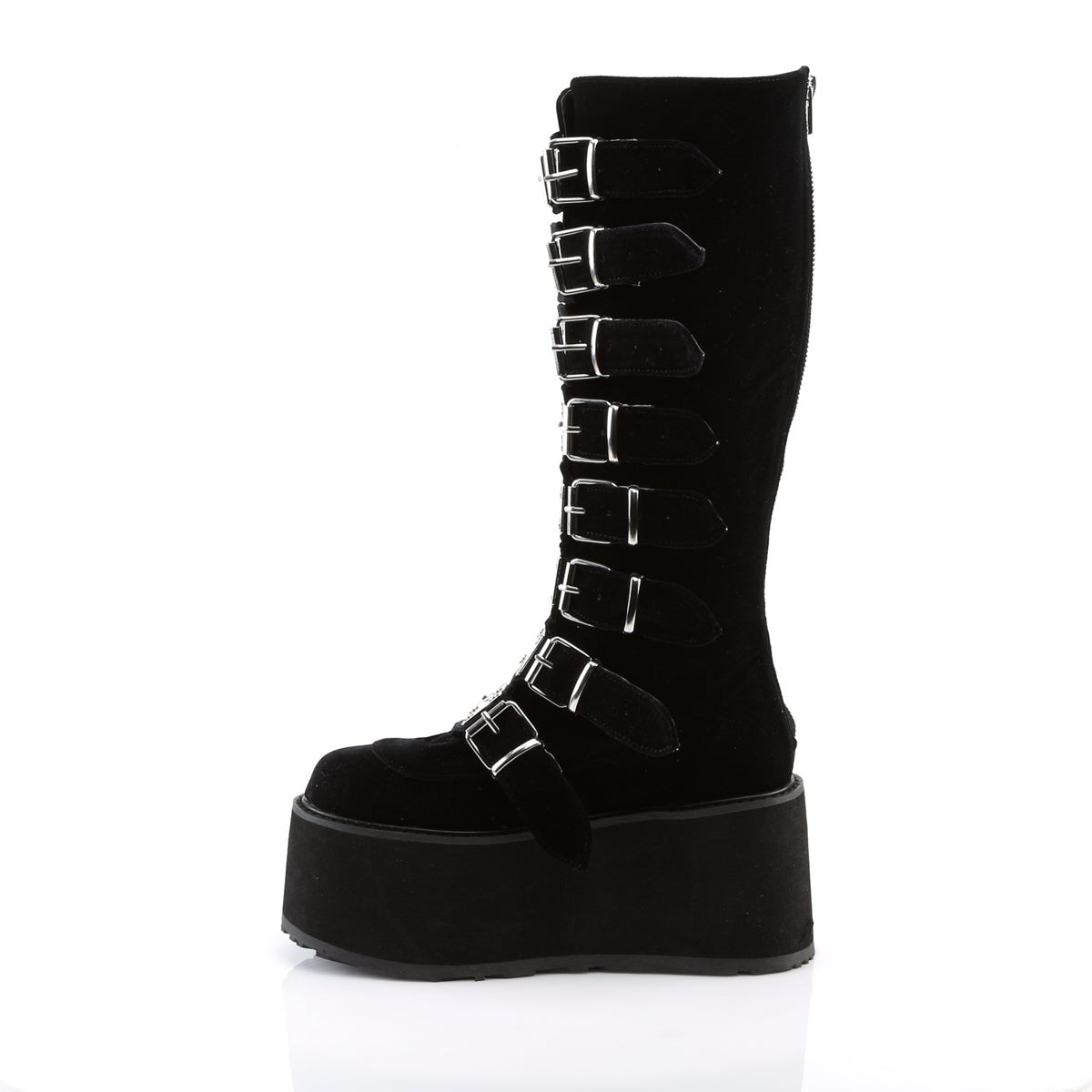 Black Demonia Damned-318 Velvet Women's Knee-high Boots | 75IENT