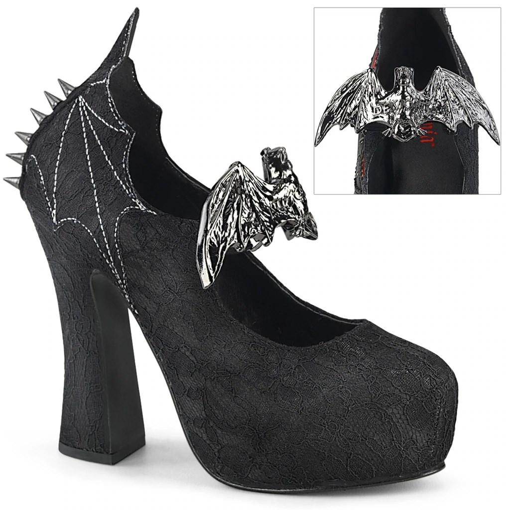 Black Demonia Demon-18 Satin Lace Women\'s Heels Shoes | 08KJTS