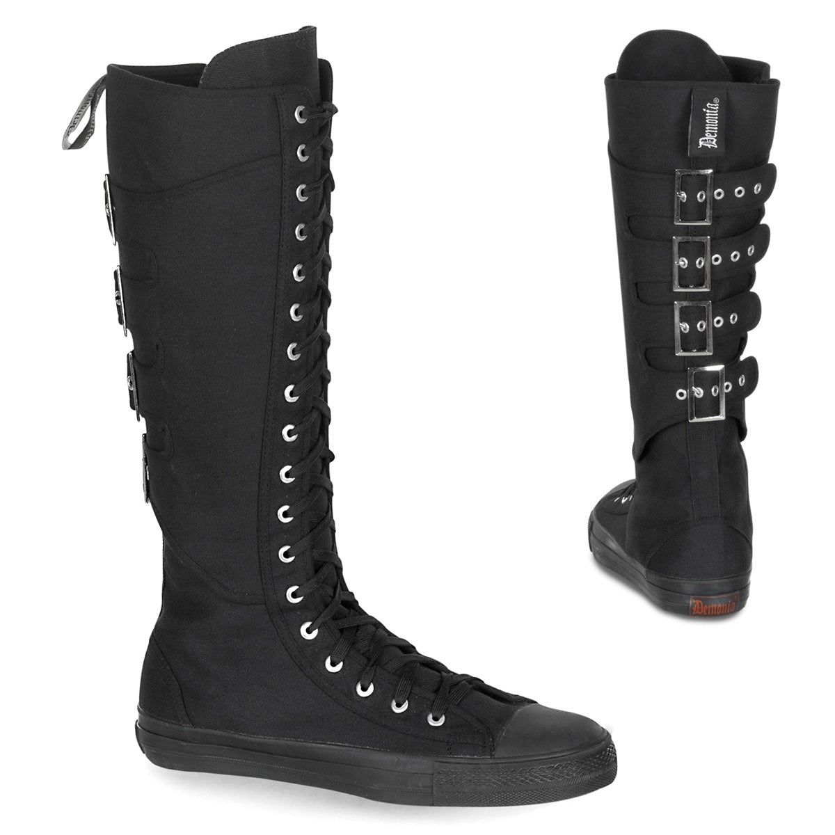 Black Demonia Deviant-303 Canvas Women\'s Sneakers | 30SOHZ