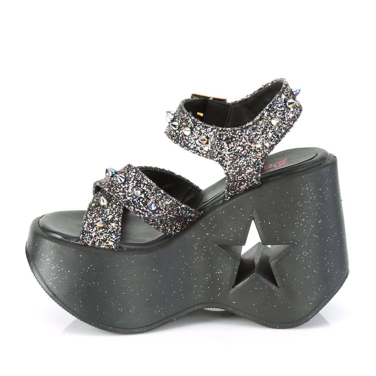 Black Demonia Dynamite-02 Glitter Women's Platform Sandals | 19AQOK