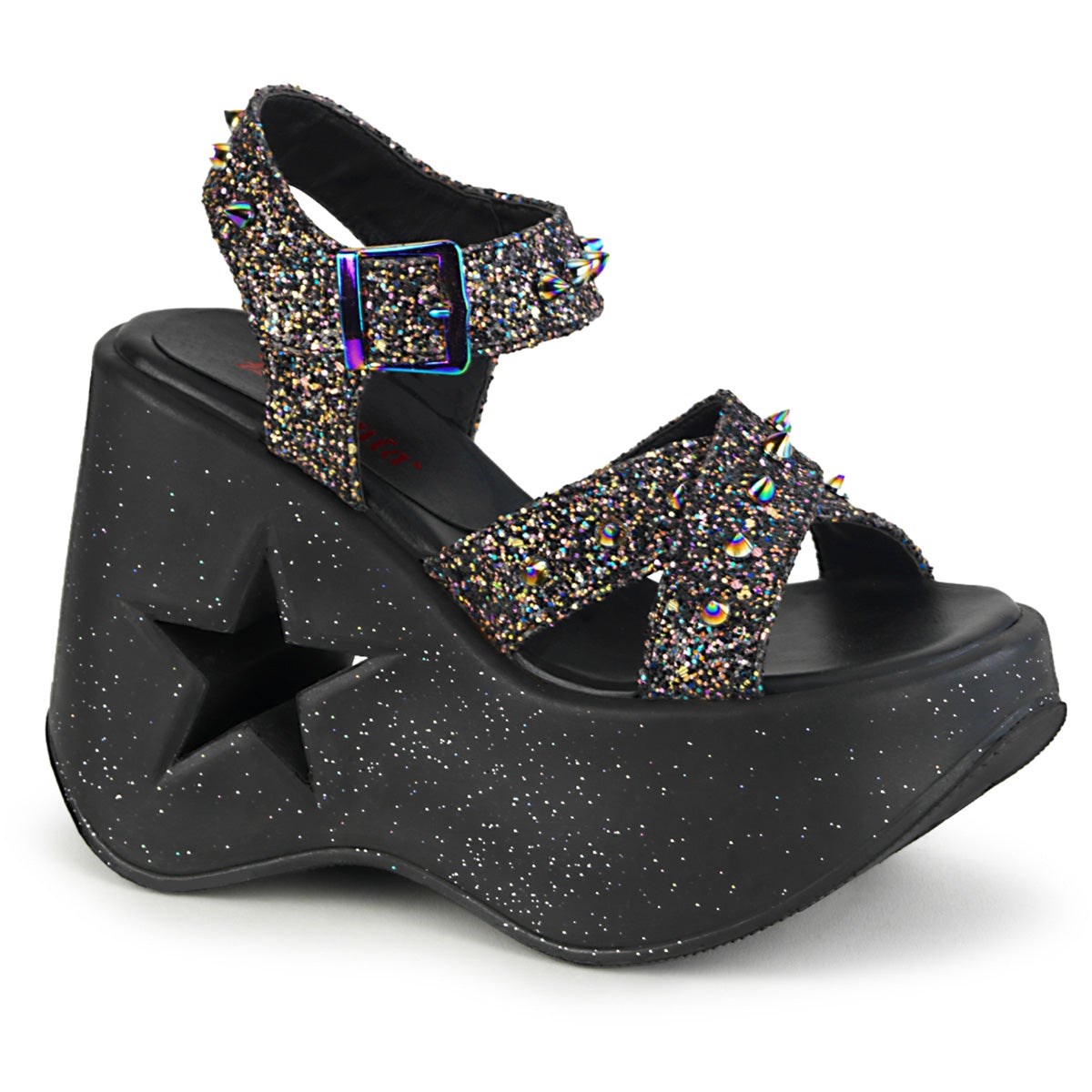 Black Demonia Dynamite-02 Glitter Women\'s Platform Sandals | 19AQOK