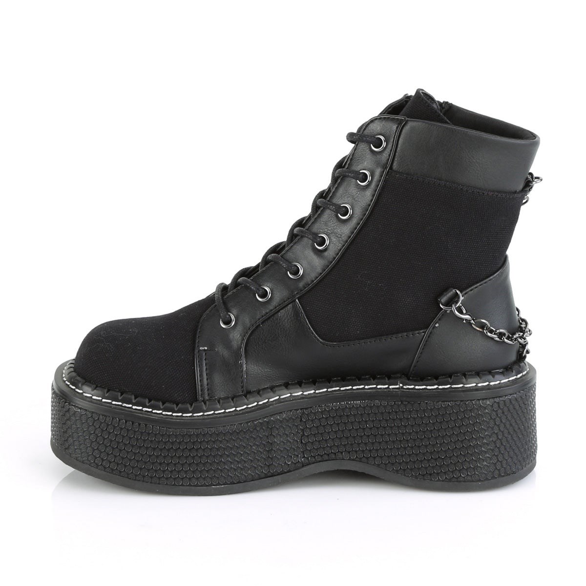 Black Demonia Emily-114 Canvas-Vegan Leather Women's Ankle Boots | 62YIVG