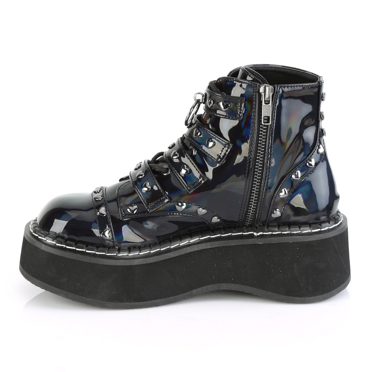 Black Demonia Emily-315 Hologram Vegan Leather Women's Ankle Boots | 84RFKD