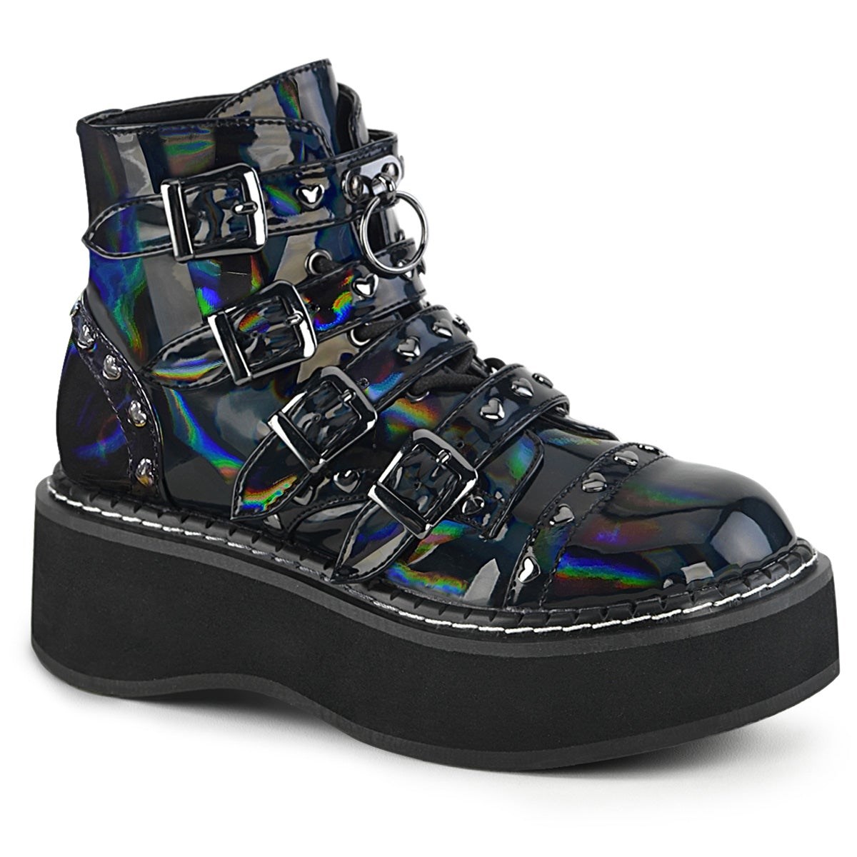 Black Demonia Emily-315 Hologram Vegan Leather Women\'s Ankle Boots | 84RFKD