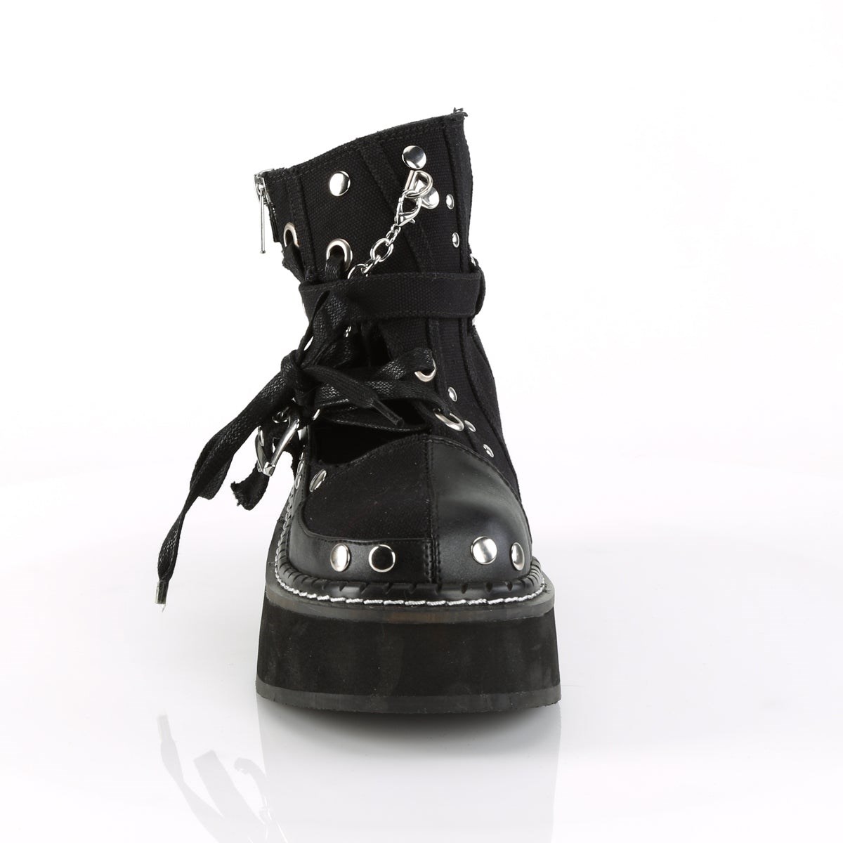 Black Demonia Emily-317 Canvas-Vegan Leather Women's Ankle Boots | 82PVJO