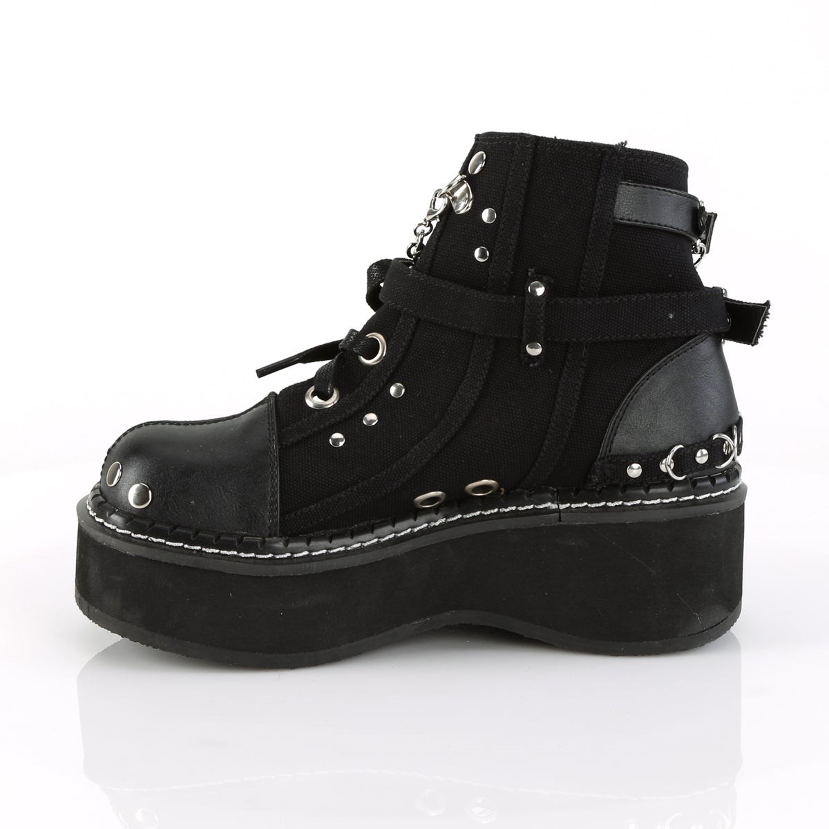 Black Demonia Emily-317 Canvas-Vegan Leather Women's Ankle Boots | 82PVJO