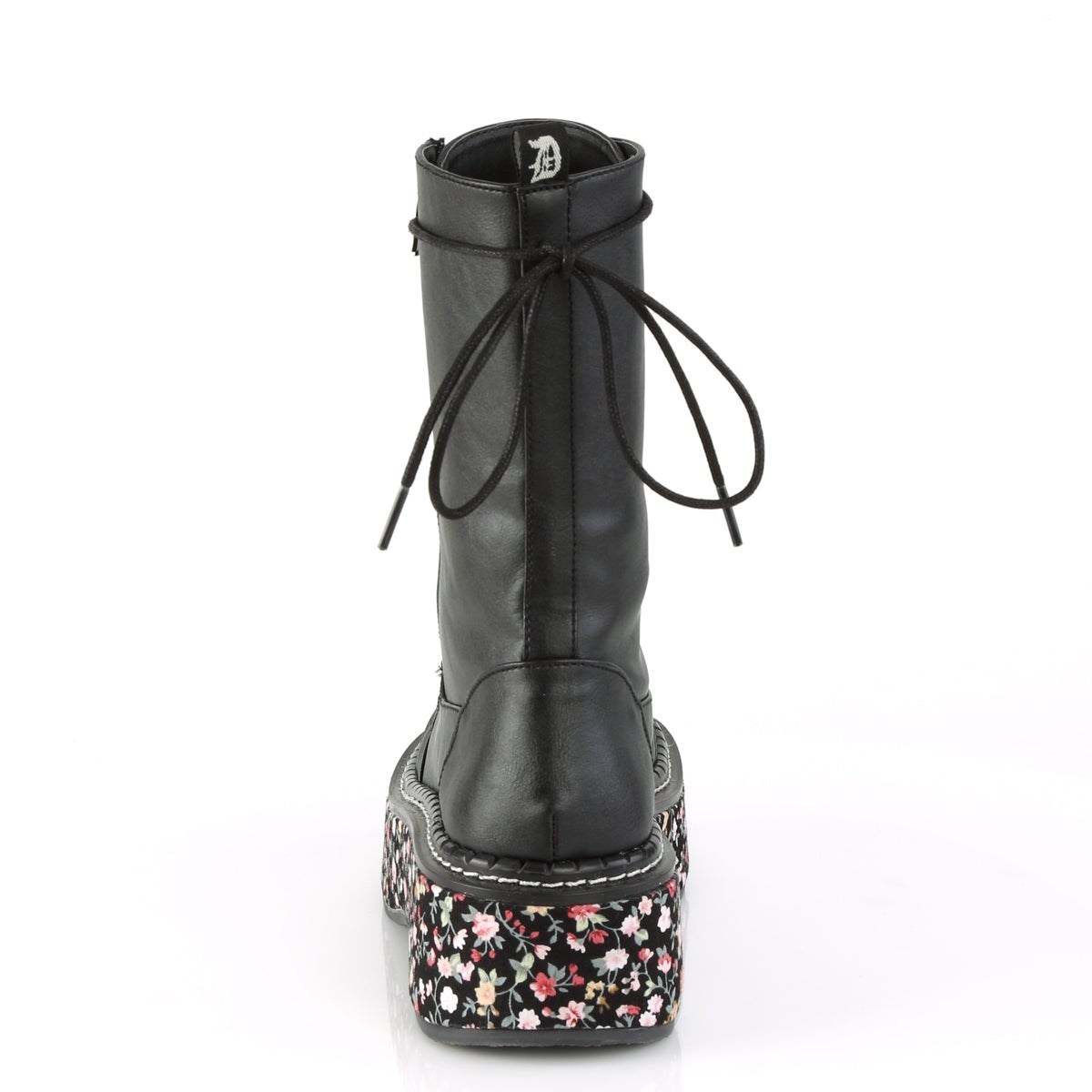 Black Demonia Emily-350 Vegan Leather-Floral Fabric Women's Knee-high Boots | 61GTIO