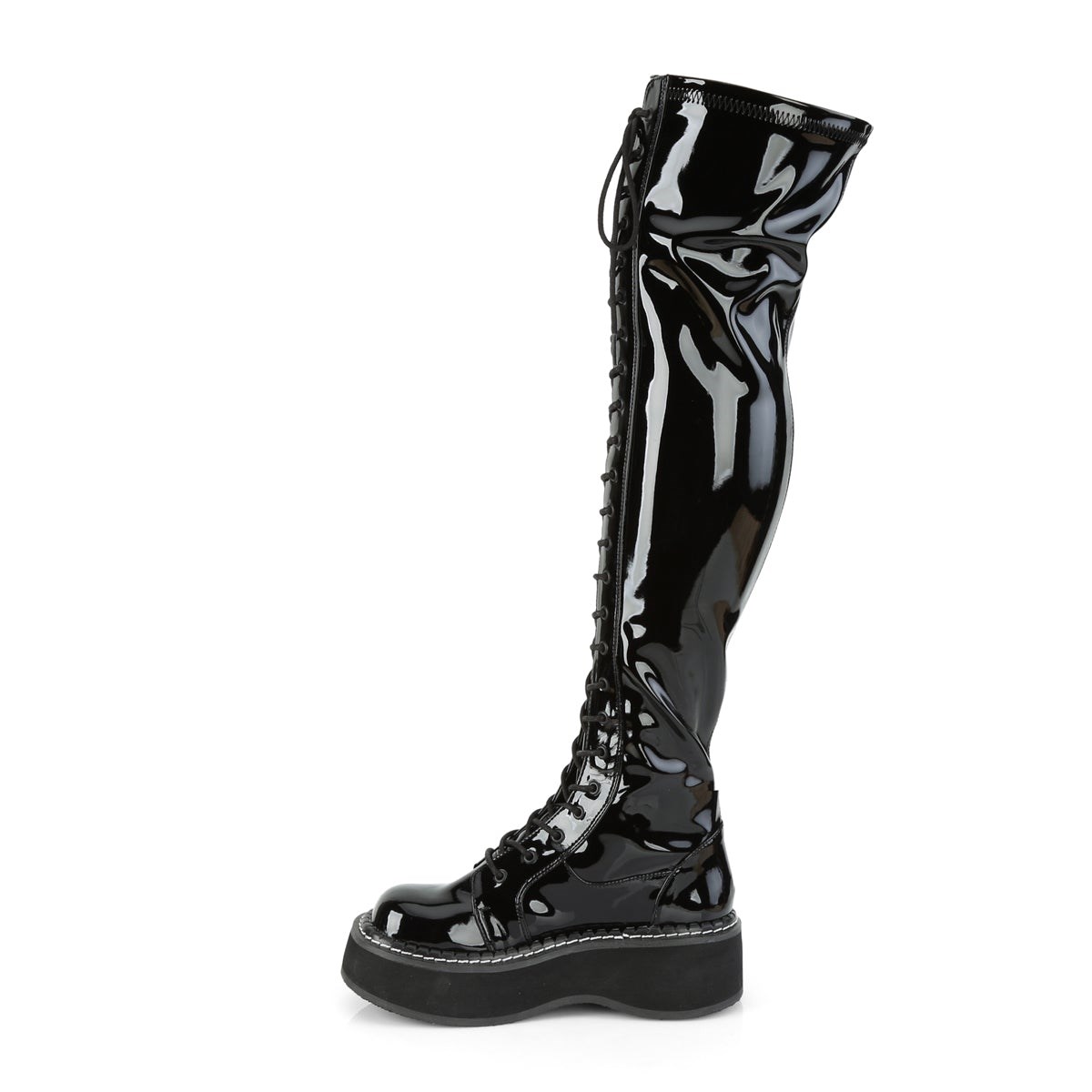 Black Demonia Emily-375 Patent Women's Over-the-knee Boots | 87FPHG