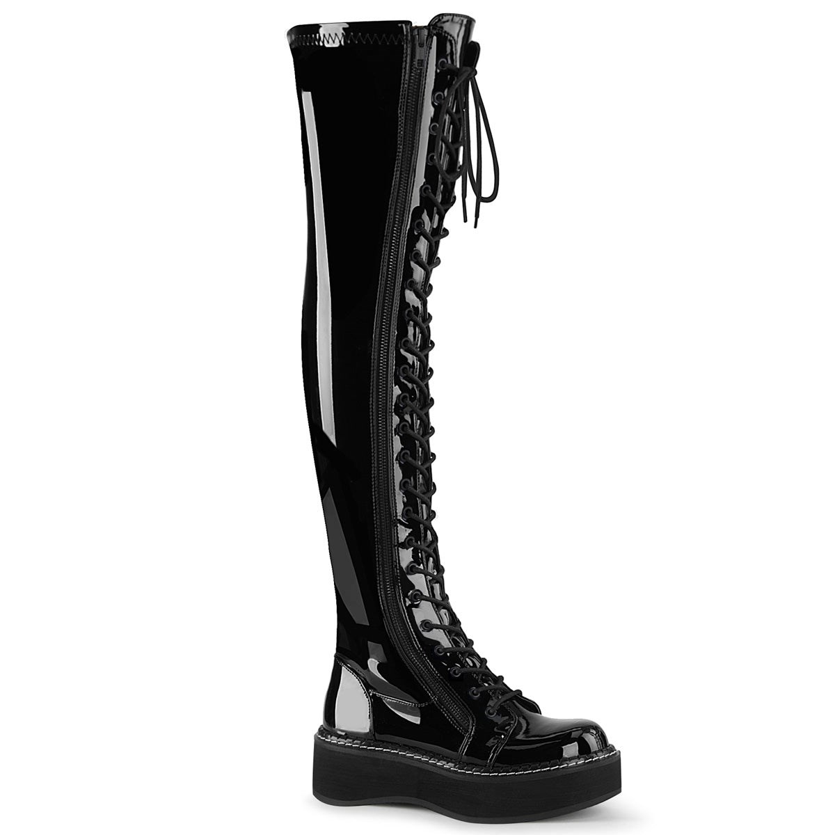 Black Demonia Emily-375 Patent Women\'s Over-the-knee Boots | 87FPHG