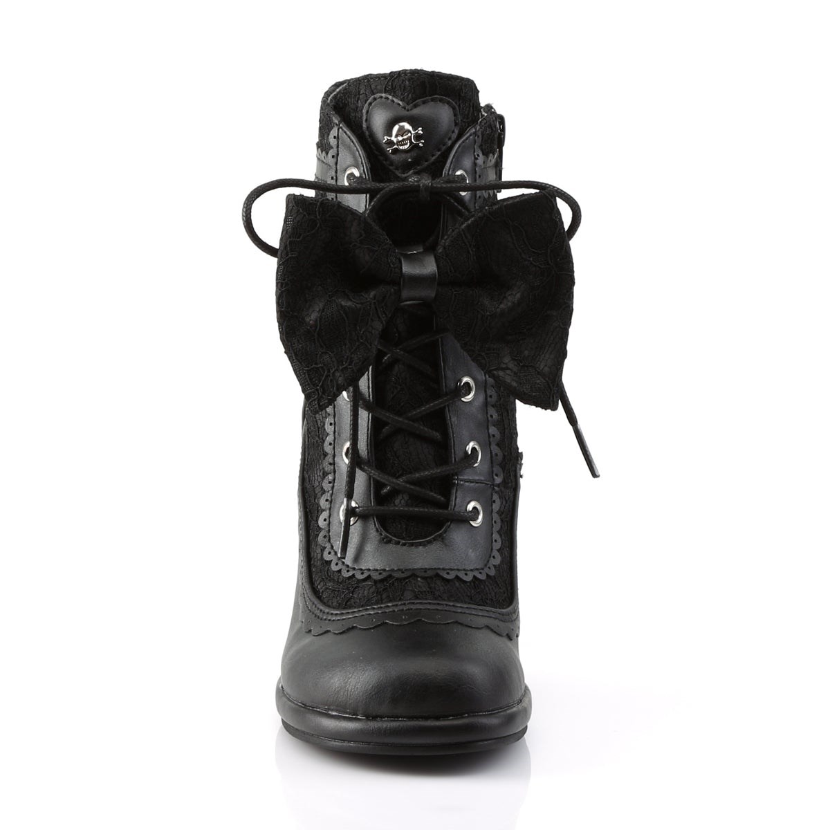 Black Demonia Glam-200 Vegan Leather-Lace Women's Ankle Boots | 09QWPZ