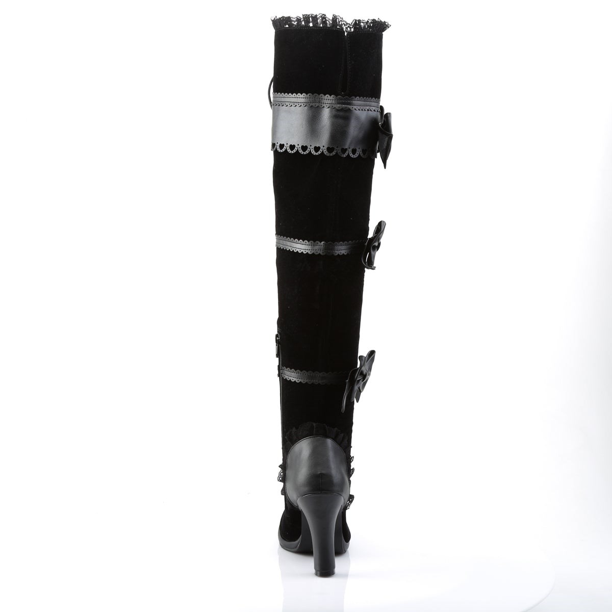 Black Demonia Glam-300 Vegan Leather-Velvet Women's Over-the-knee Boots | 48FSKN