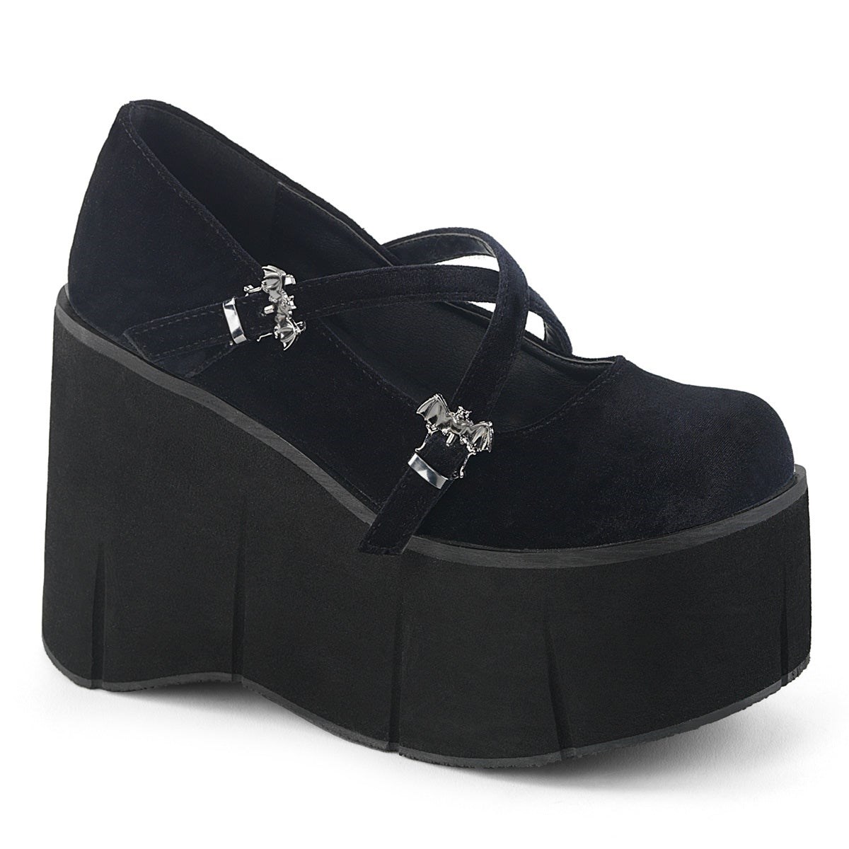 Black Demonia Kera-10 Velvet Women\'s Mary Jane Shoes | 50CKFT