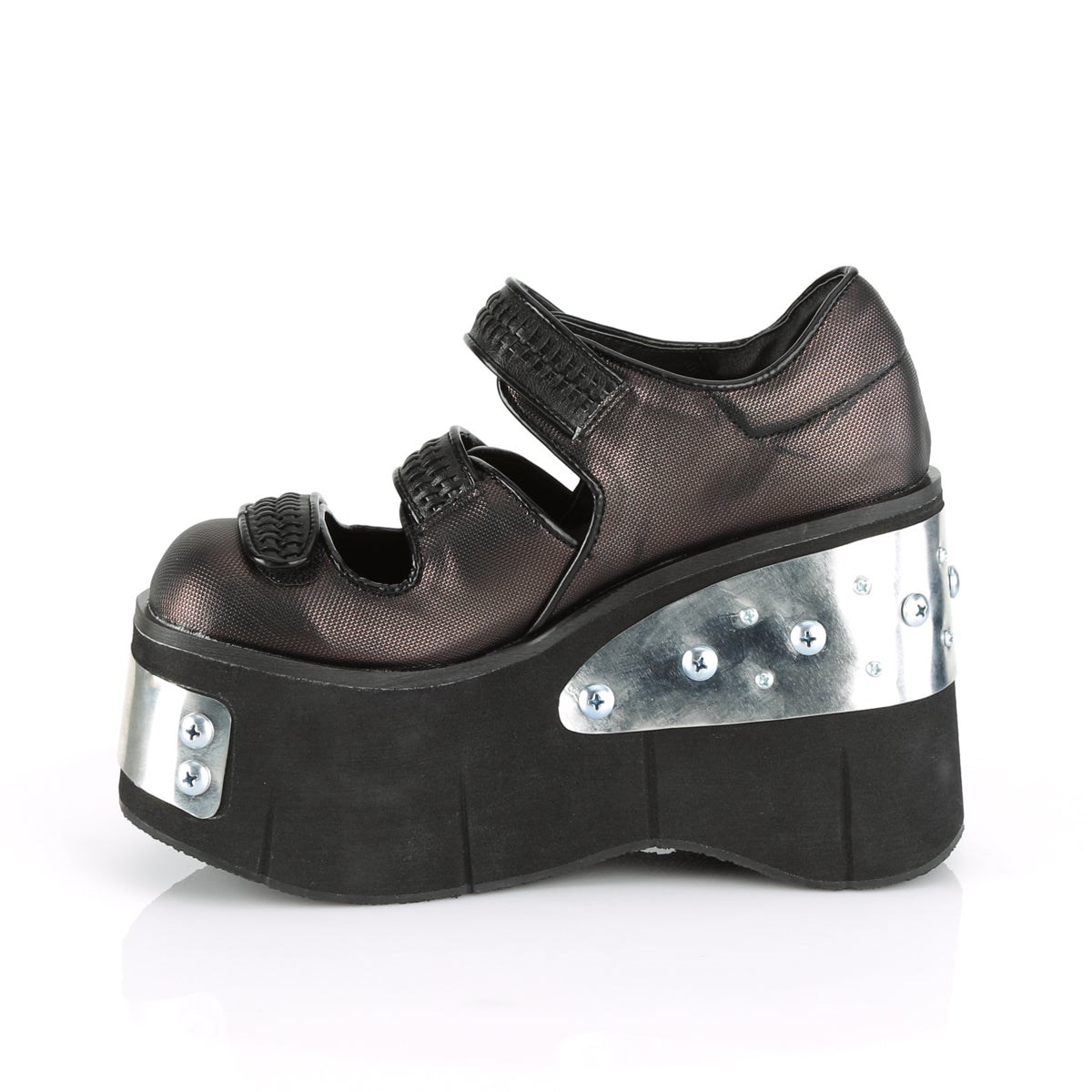 Black Demonia Kera-13 Pewter Vegan Leather Women's Mary Jane Shoes | 28MDOC