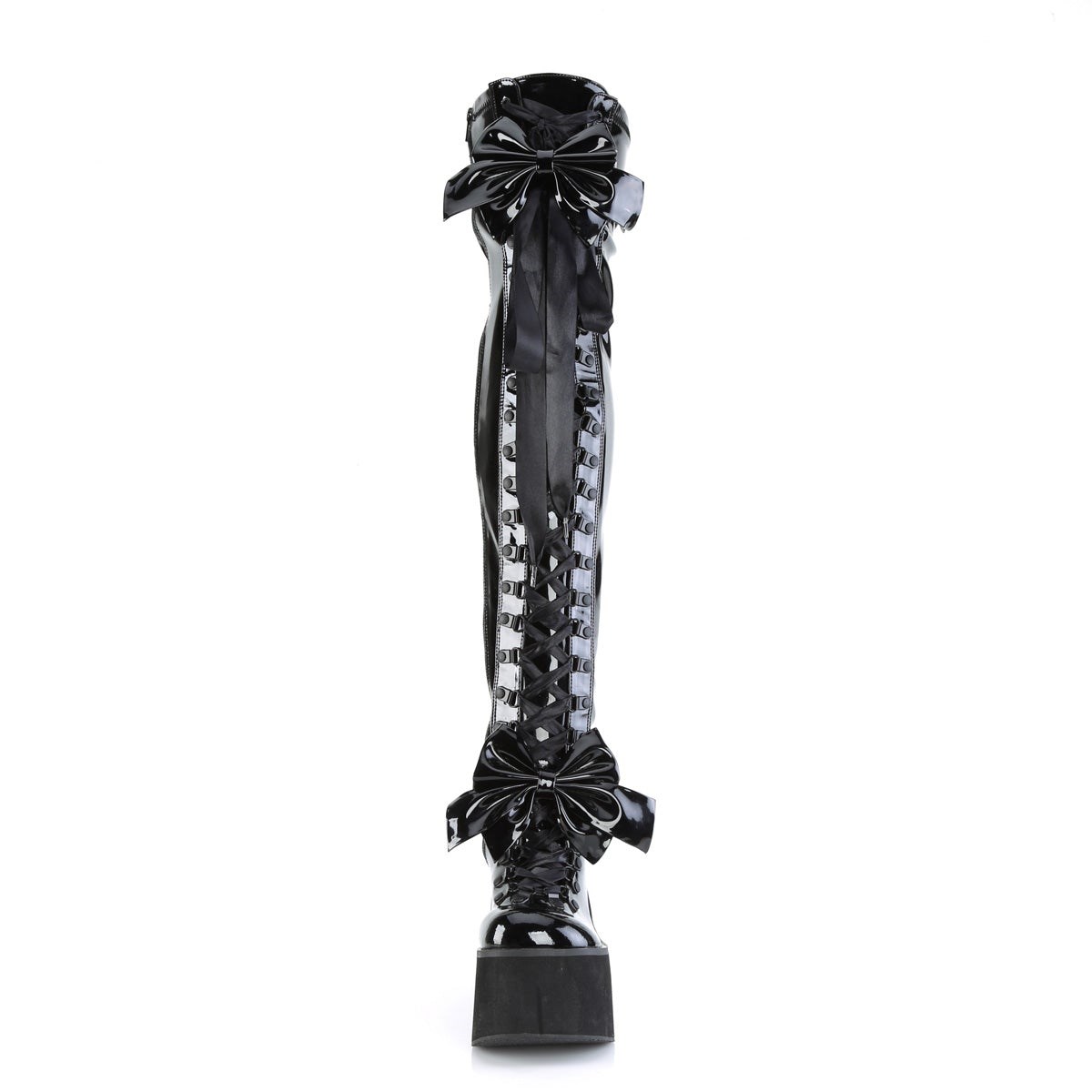 Black Demonia Kera-303 Stretch Patent Women's Over-the-knee Boots | 37ICMW