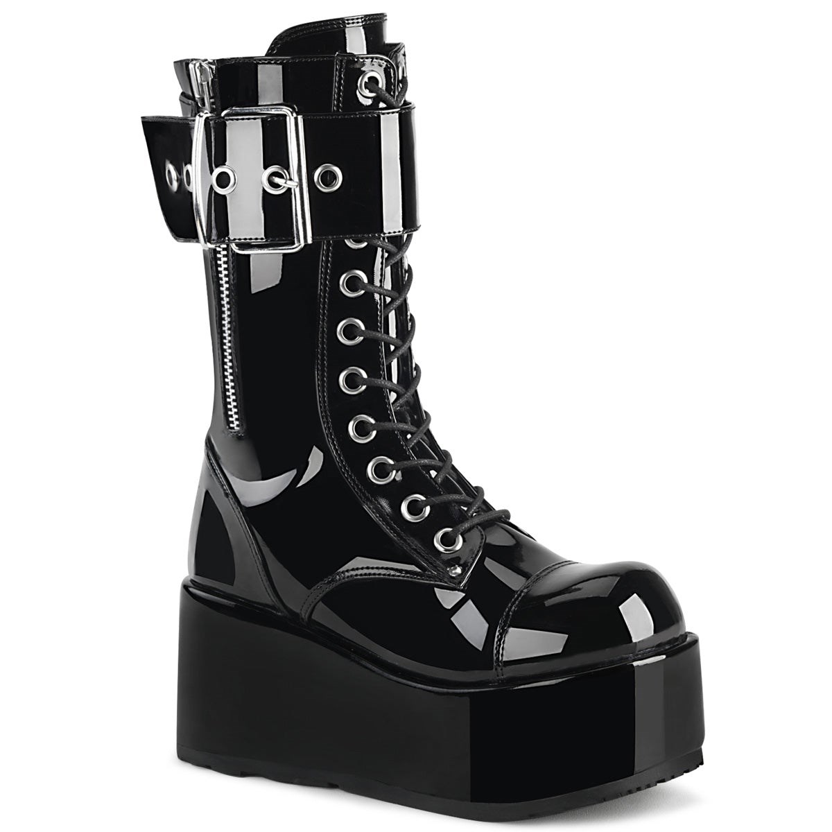 Black Demonia Petrol-150 Patent Men\'s Ankle Boots | 02RBIS