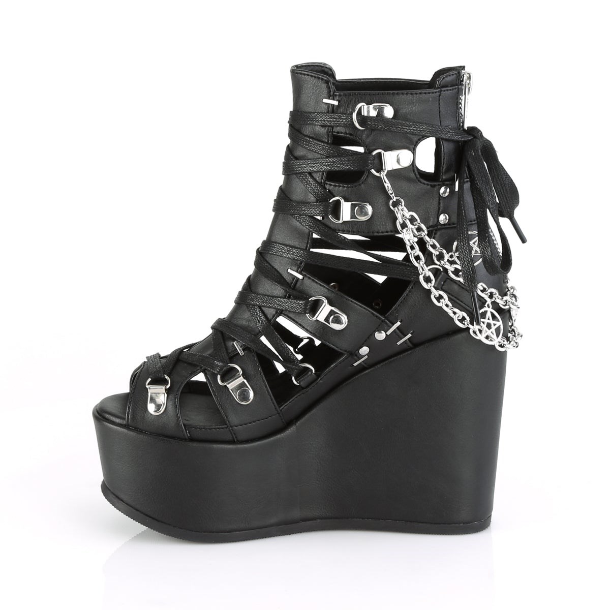 Black Demonia Poison-95 Vegan Leather Women's Ankle Boots | 95IKGF