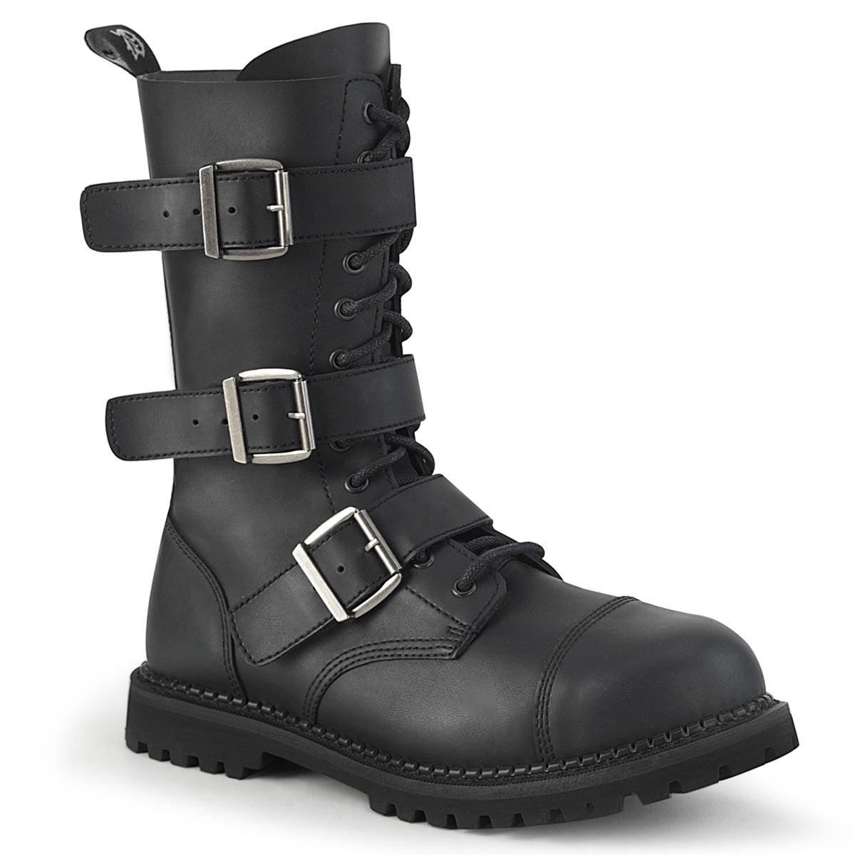 Black Demonia Riot-12BK Vegan Leather Men\'s Ankle Boots | 18INOX