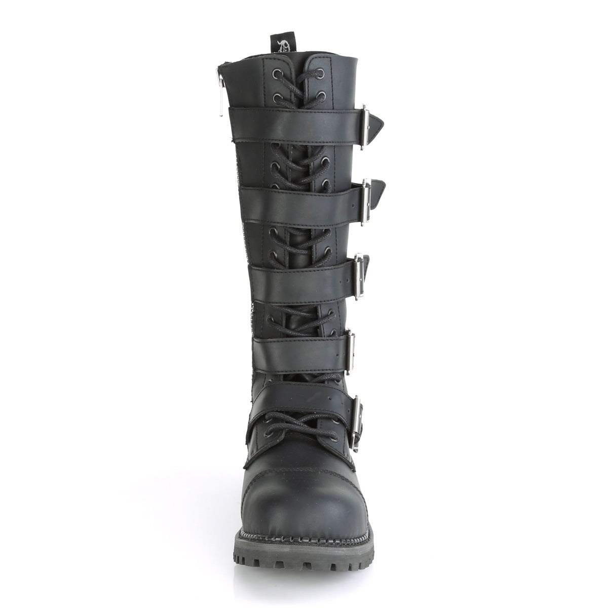 Black Demonia Riot-18BK Vegan Leather Men's Combat Boots | 95ICWQ