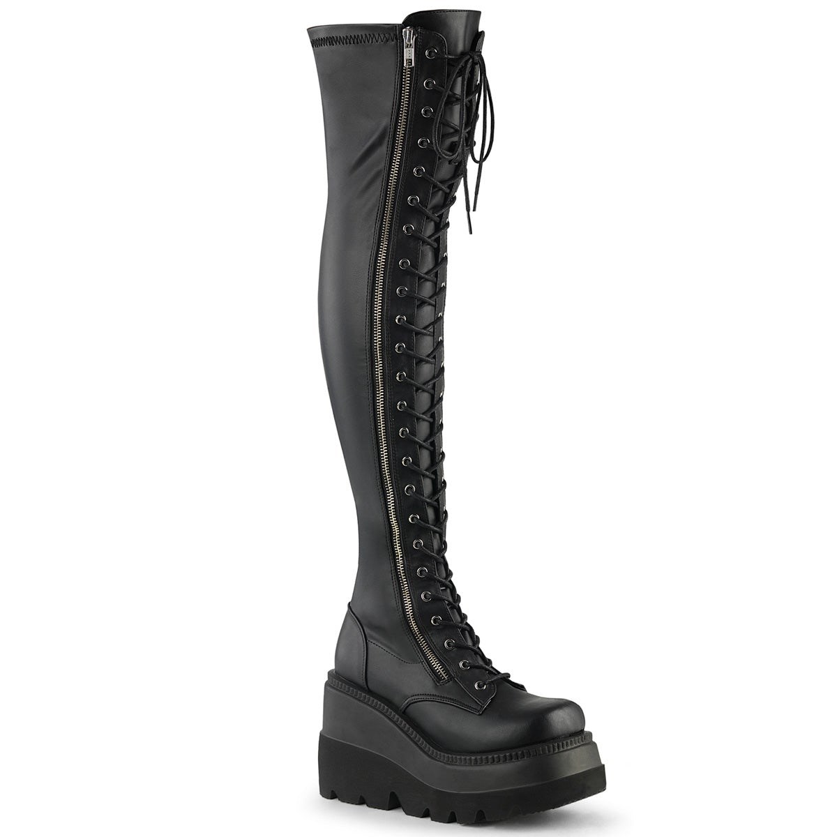 Black Demonia Shaker-374 Str. Vegan Leather Women\'s Over-the-knee Boots | 84WAZR