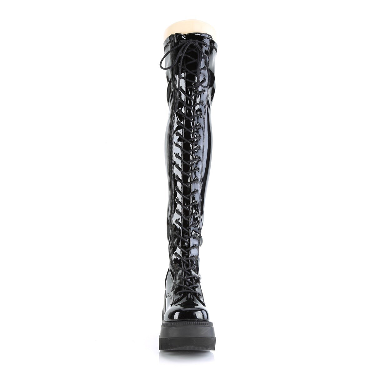 Black Demonia Shaker-374 Stretch Patent Women's Over-the-knee Boots | 34ATNQ