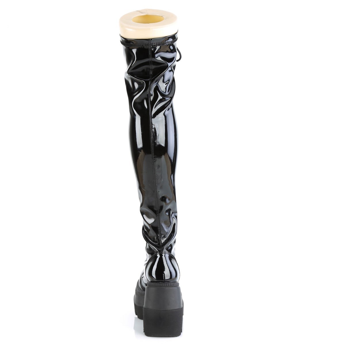 Black Demonia Shaker-374 Stretch Patent Women's Over-the-knee Boots | 34ATNQ