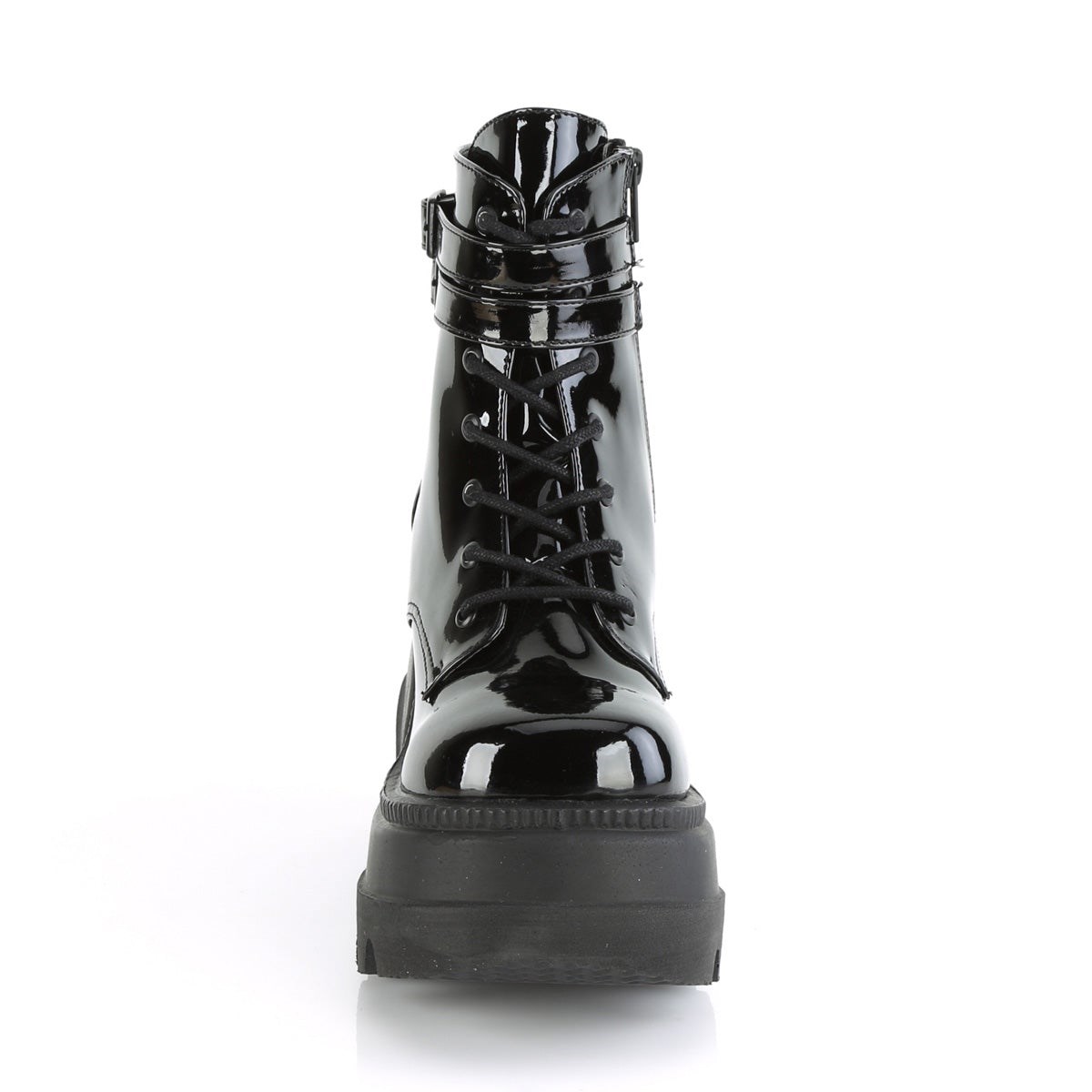 Black Demonia Shaker-52 Patent Women's Ankle Boots | 08ZQOT