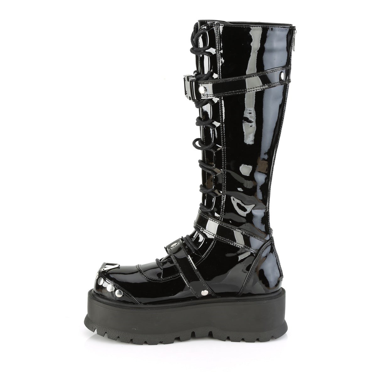 Black Demonia Slacker-260 Patent Women's Knee-high Boots | 06GFBI