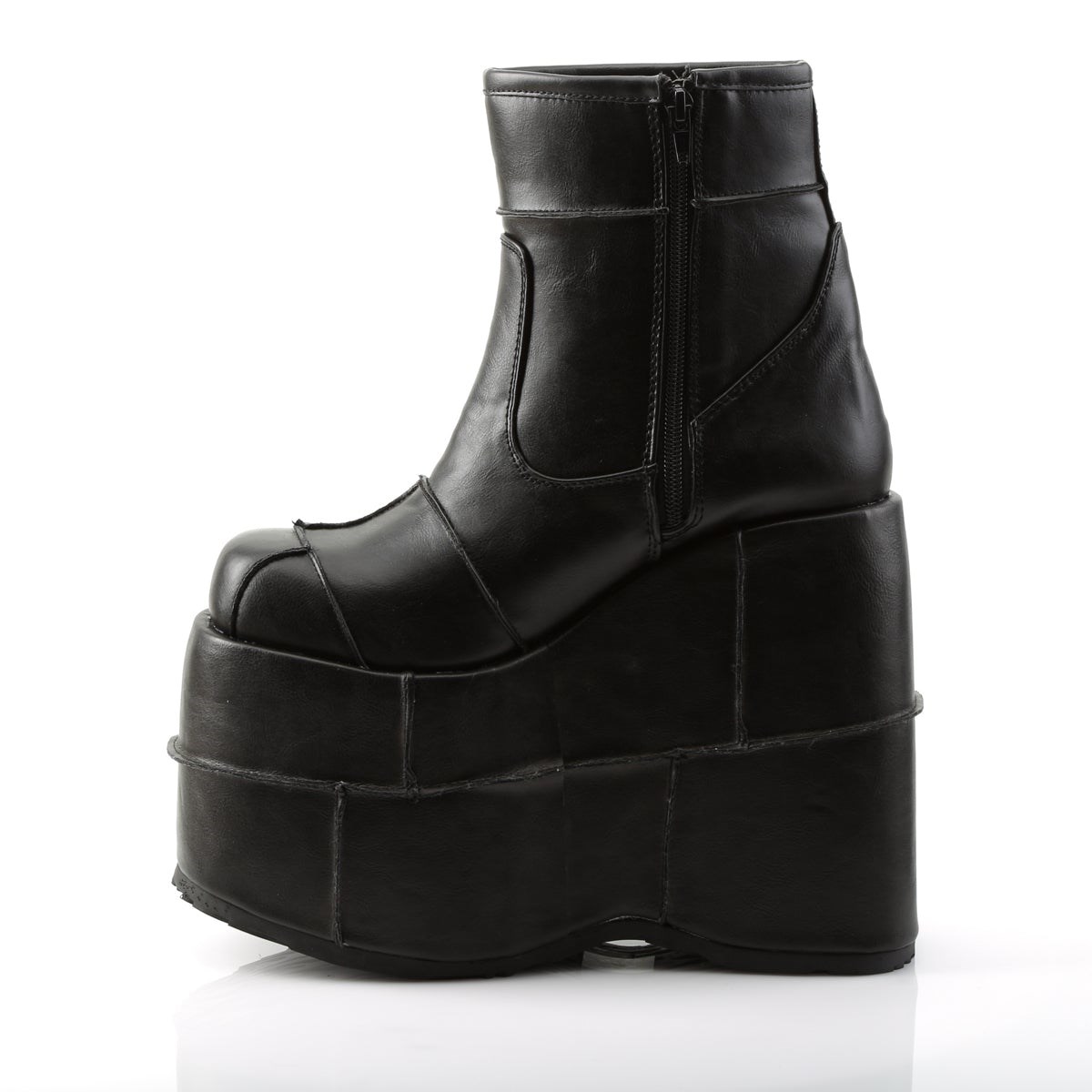 Black Demonia Stack-201 Vegan Leather Men's Ankle Boots | 62KMWI