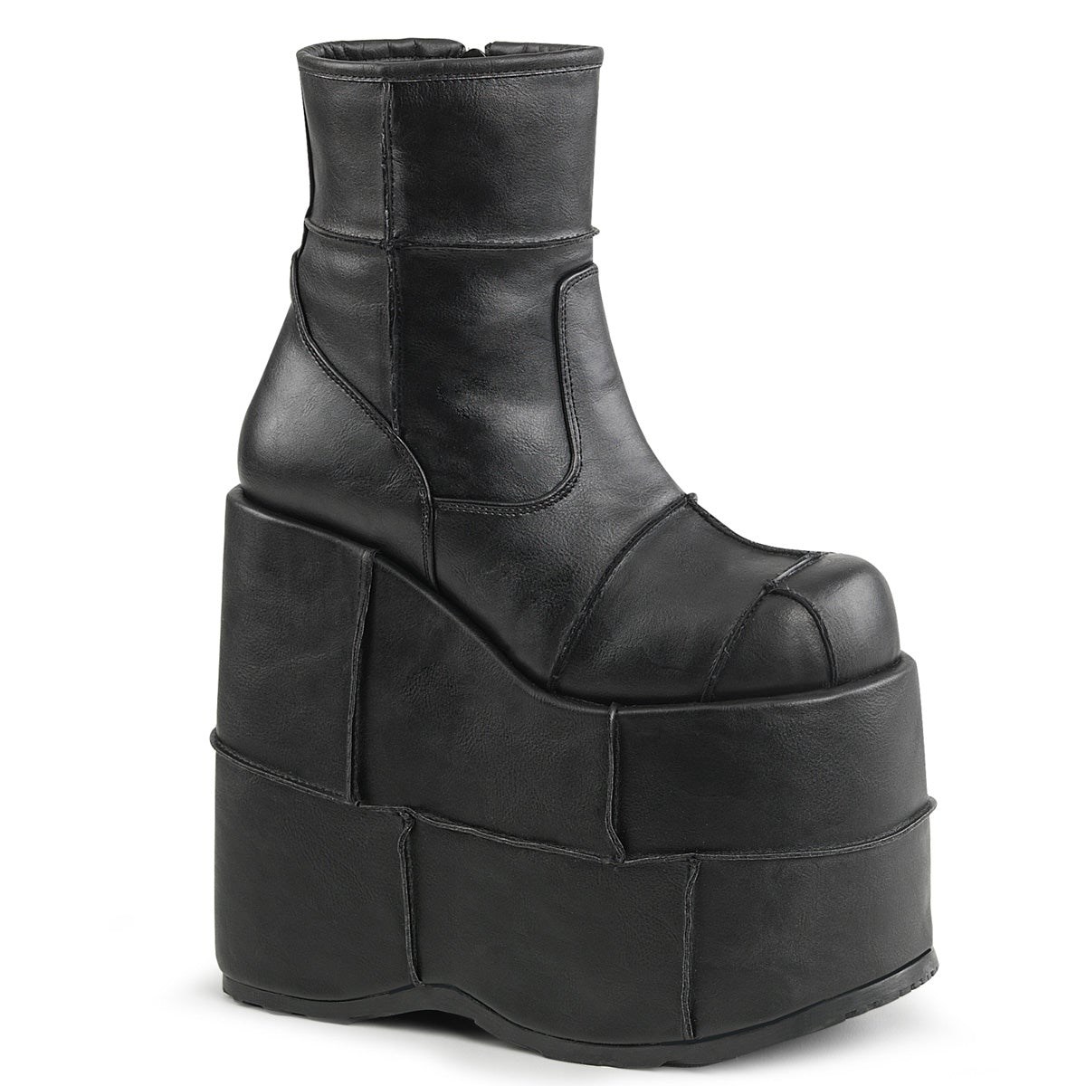 Black Demonia Stack-201 Vegan Leather Men\'s Ankle Boots | 62KMWI