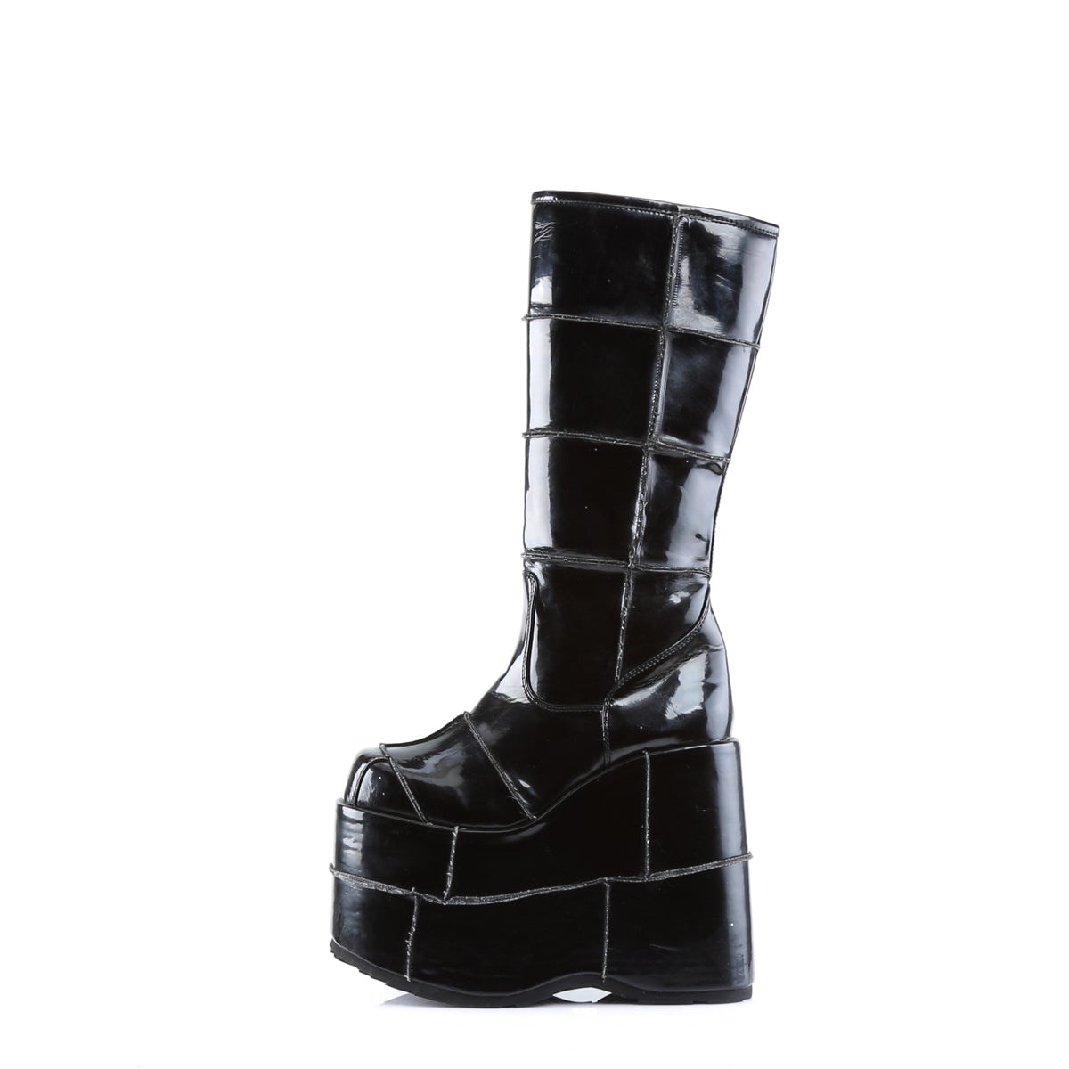 Black Demonia Stack-301 Patent Men's Knee-high Boots | 74LRXT