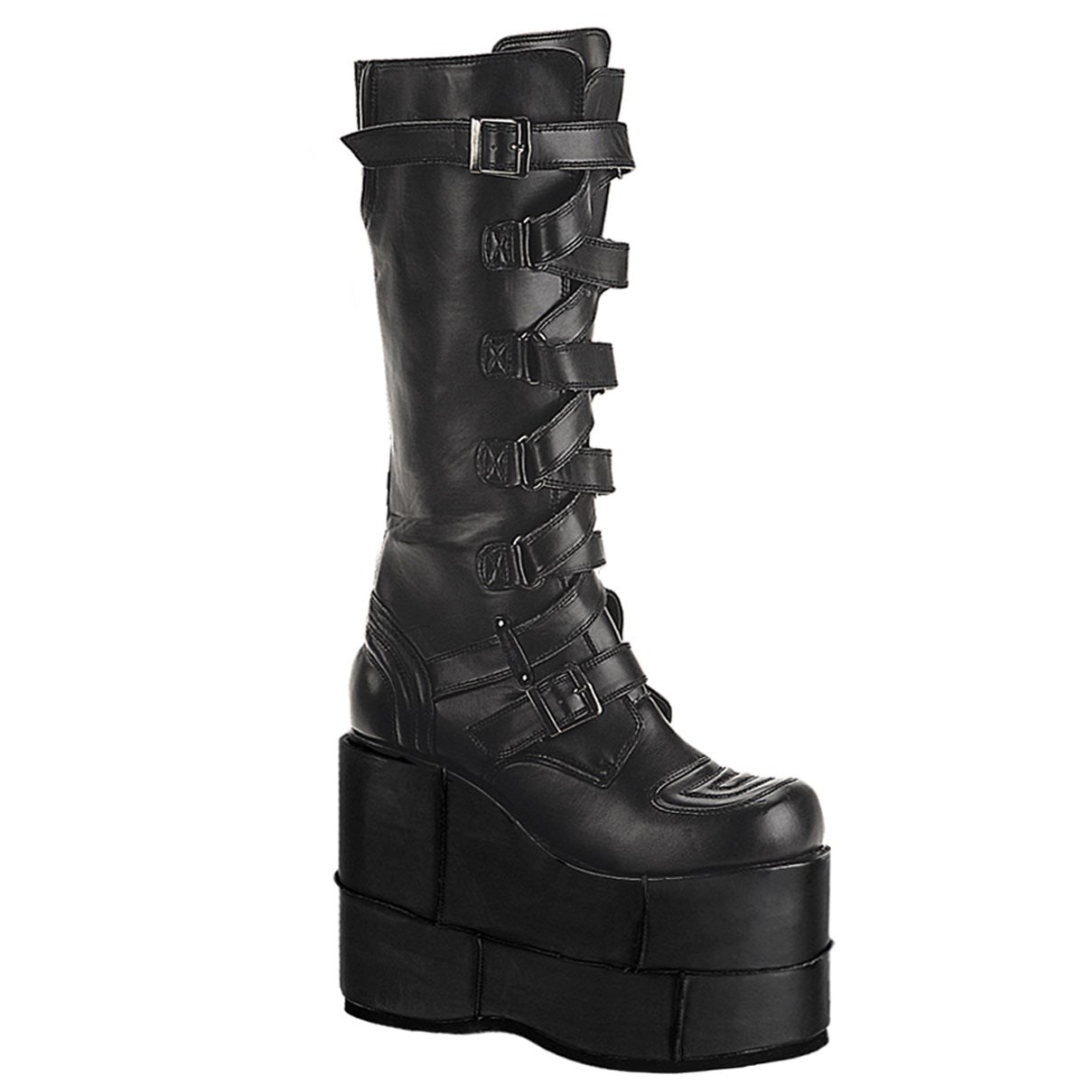 Black Demonia Stack-308 Vegan Leather Women\'s Knee-high Boots | 48STYB