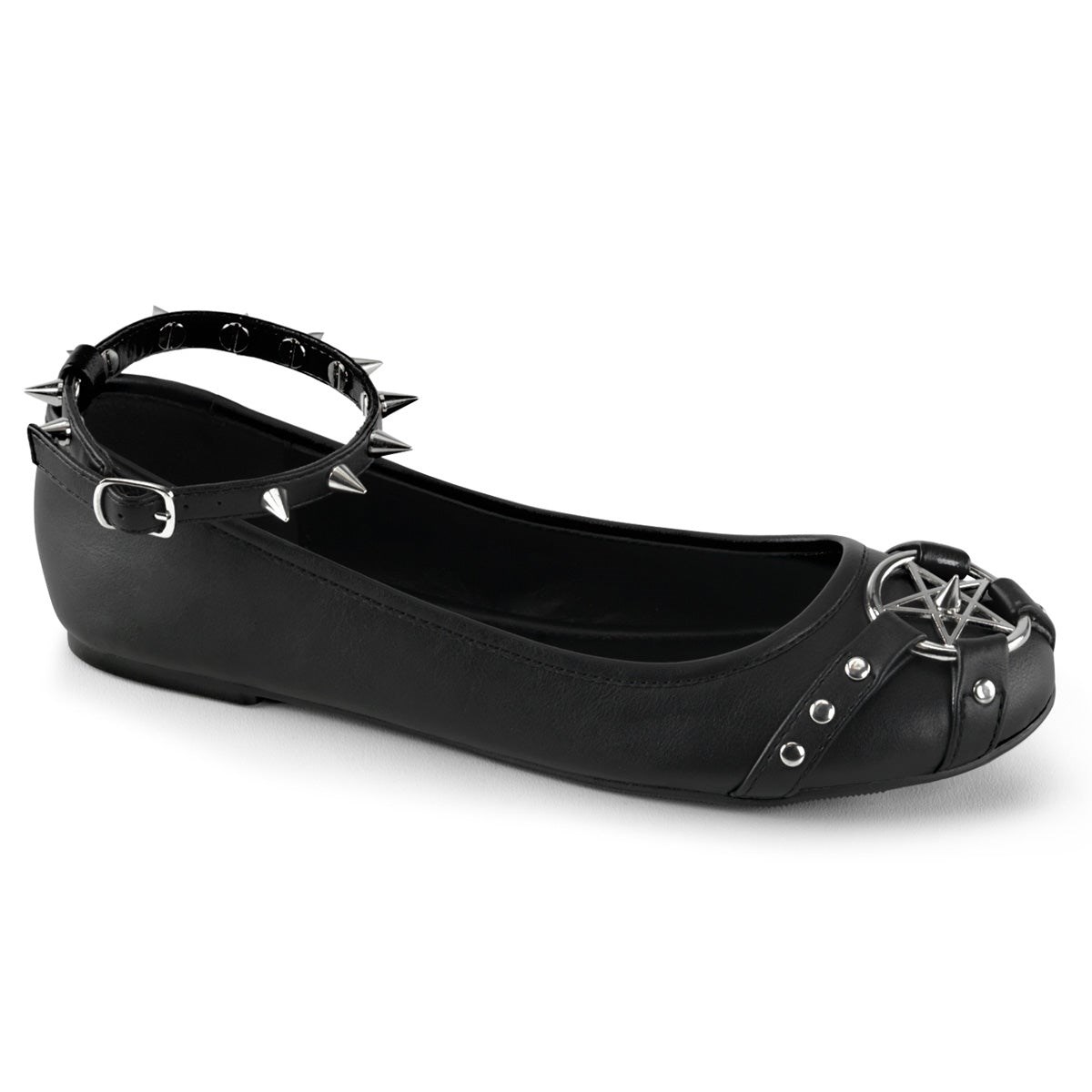 Black Demonia Star-23 Vegan Leather Women\'s Ballet Flats | 93FGNU