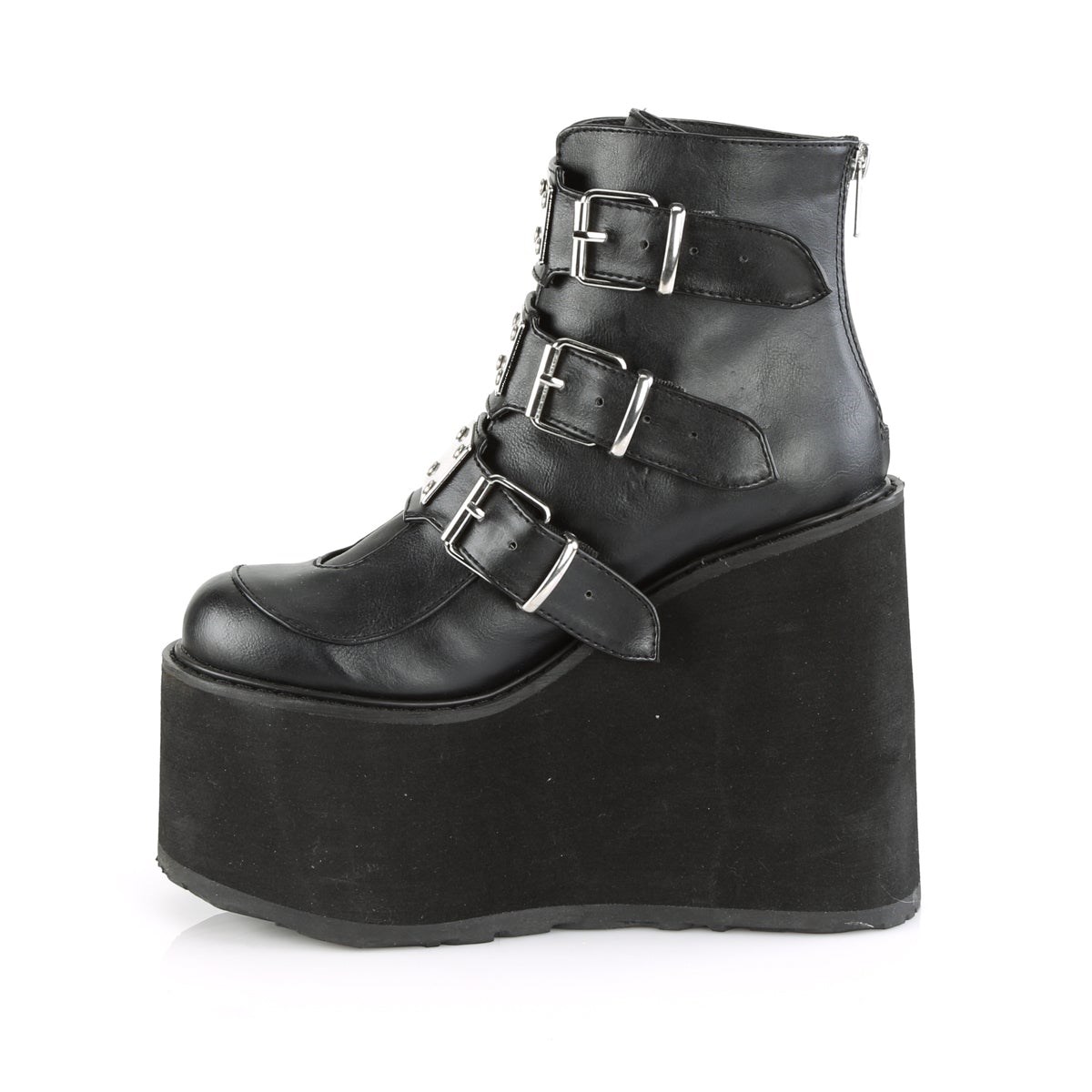 Black Demonia Swing-105 Vegan Leather Women's Ankle Boots | 74QSDG