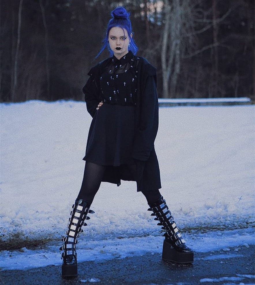 Black Demonia Swing-815 Patent Women's Knee-high Boots | 89JYDM