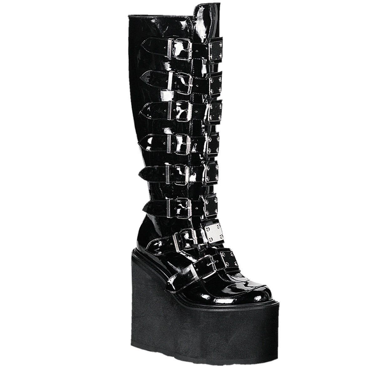 Black Demonia Swing-815 Patent Women\'s Knee-high Boots | 89JYDM