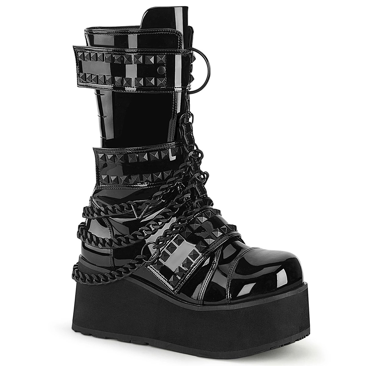 Black Demonia Trashville-138 Patent Men\'s Ankle Boots | 46ODEB