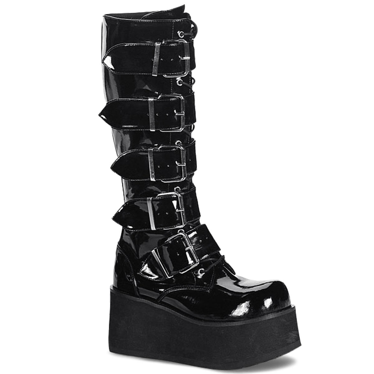 Black Demonia Trashville-518 Patent Women\'s Knee-high Boots | 94DFTH