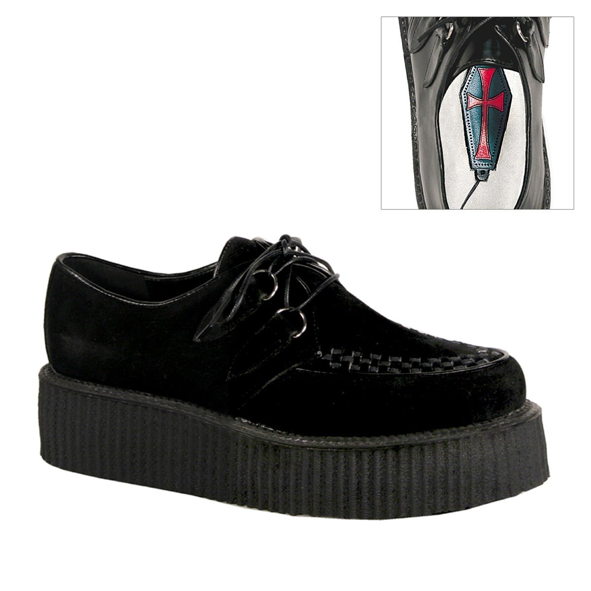 Black Demonia V-CREEPER-502S Vegan Suede Men\'s Creepers Shoes | 93DPMX