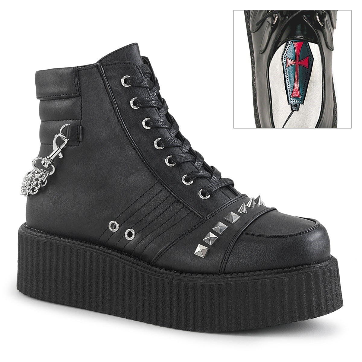 Black Demonia V-CREEPER-565 Vegan Leather Women\'s Creepers Shoes | 18SPDF