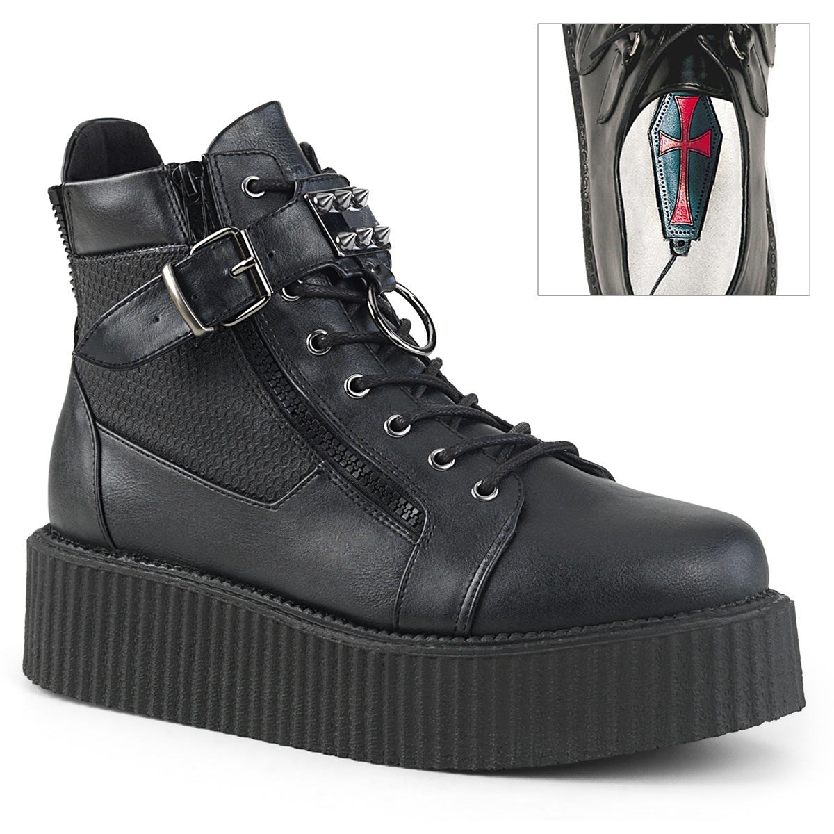 Black Demonia V-CREEPER-566 Vegan Leather Men\'s Creepers Shoes | 79HLCM