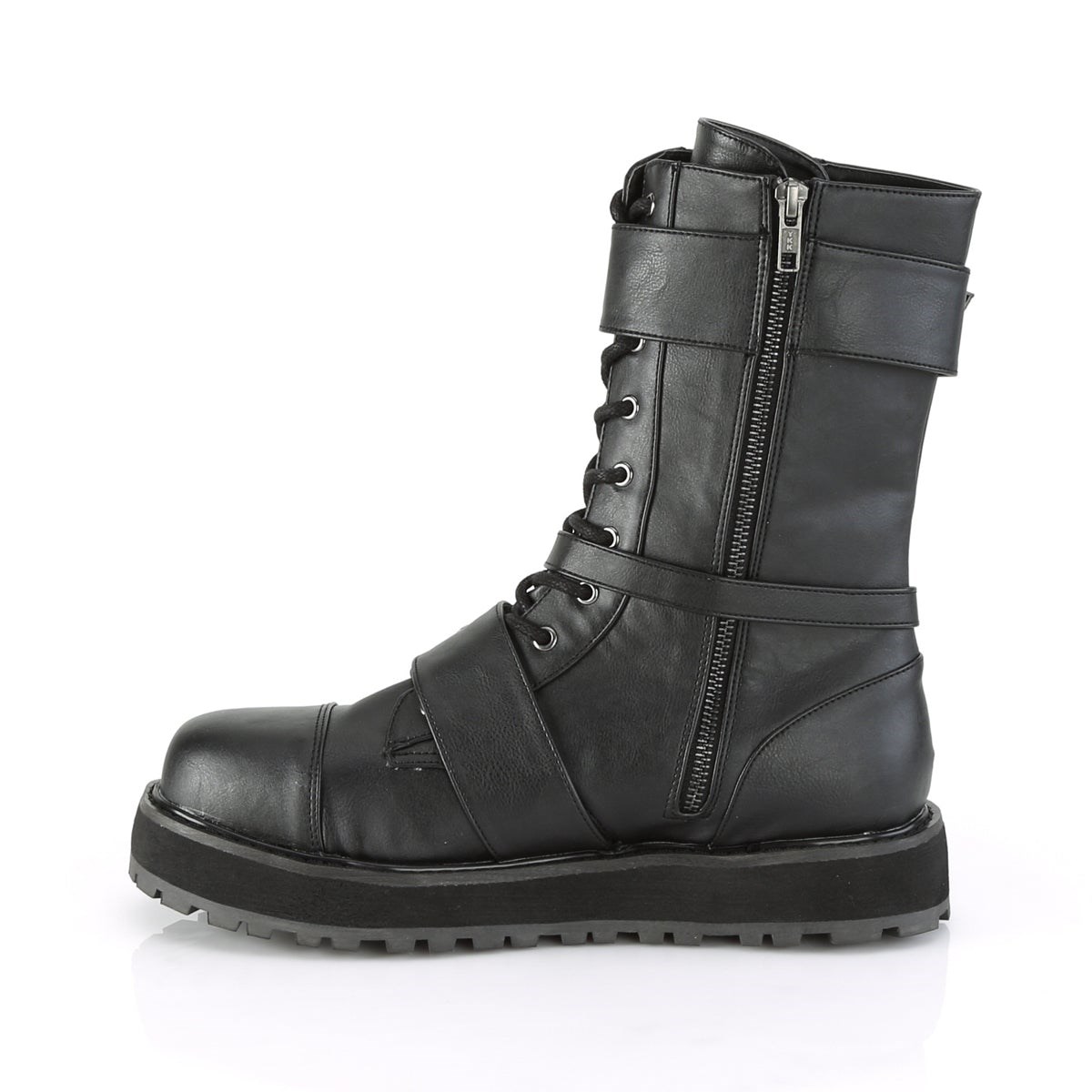 Black Demonia Valor-220 Vegan Leather Men's Platform Boots | 73JVRH