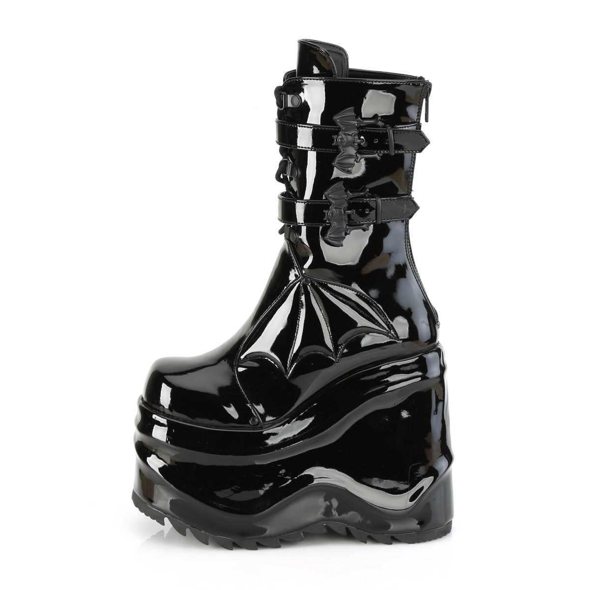 Black Demonia Wave-150 Patent Women's Ankle Boots | 63SBRA