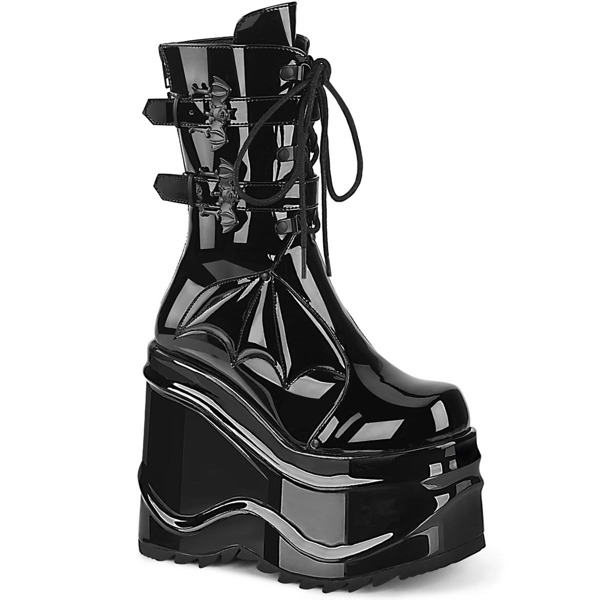 Black Demonia Wave-150 Patent Women\'s Ankle Boots | 63SBRA