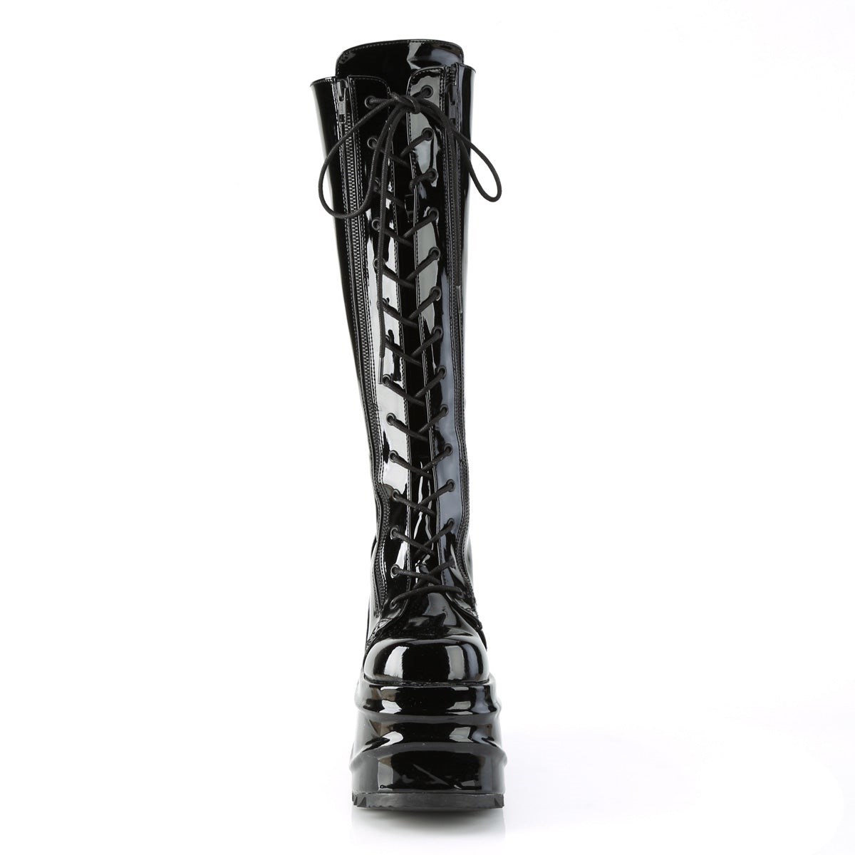 Black Demonia Wave-200 Patent Women's Knee-high Boots | 69IMFJ