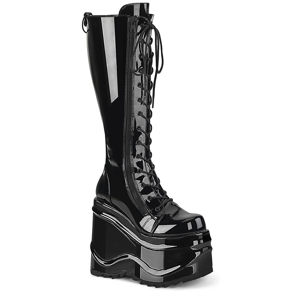 Black Demonia Wave-200 Patent Women\'s Knee-high Boots | 69IMFJ