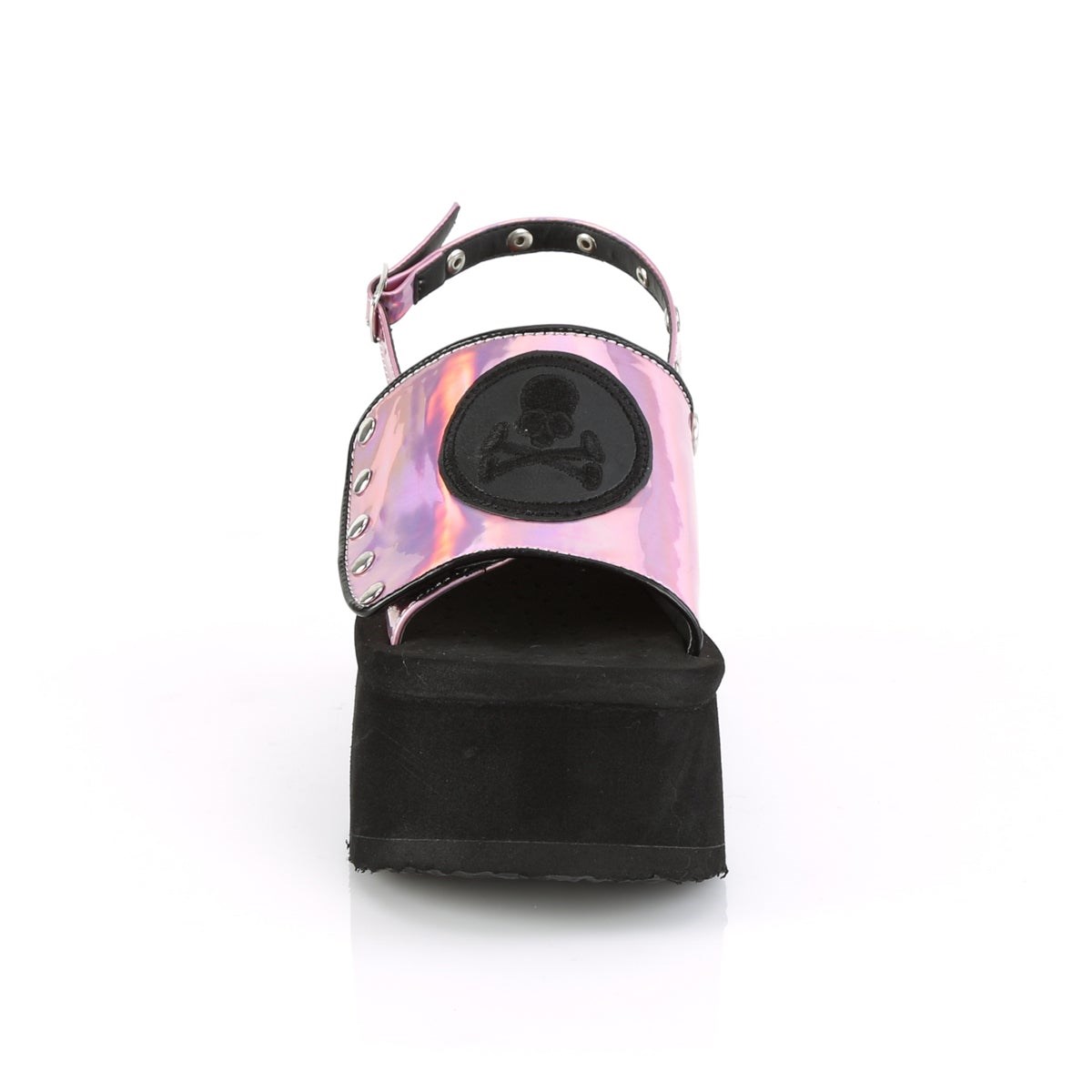 Black / Pink Demonia Funn-32 Hologram Women's Sandals | 86JACG