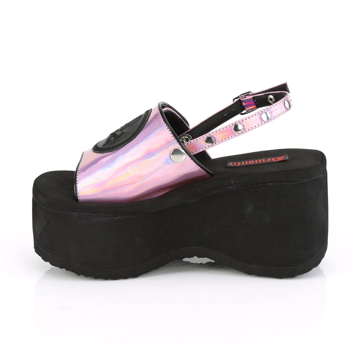 Black / Pink Demonia Funn-32 Hologram Women's Sandals | 86JACG