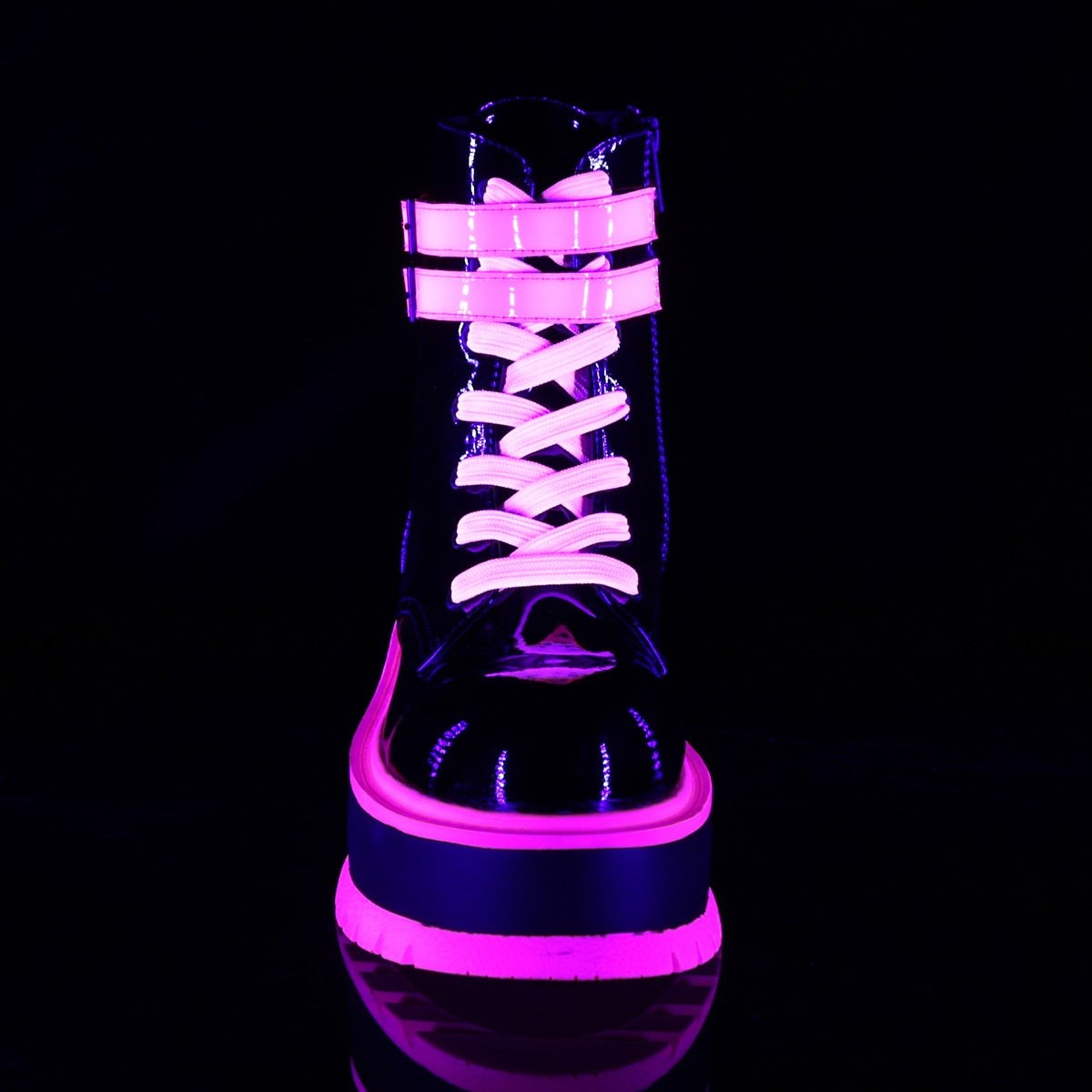 Black / Pink Demonia Slacker-52 UV Iridescent Women's Ankle Boots | 40MGWE